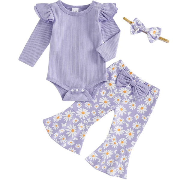 Flutter Romper Daisy Flare Set Purple