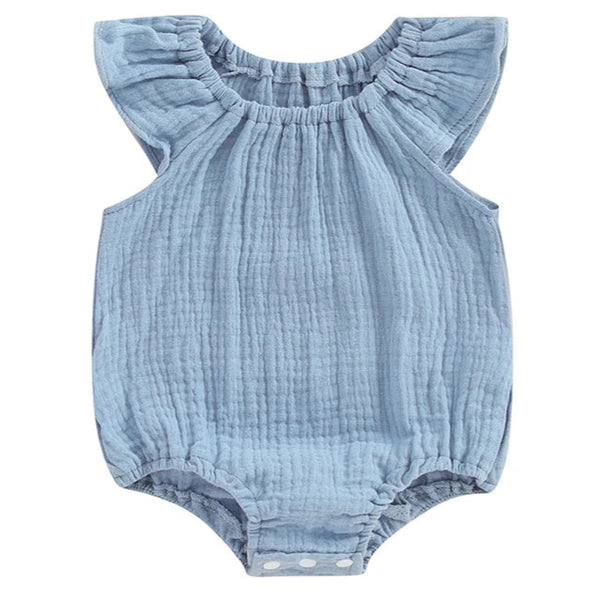 Betty Muslin Baby Girl Romper Blue