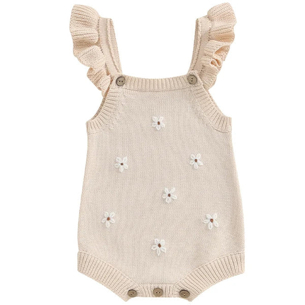 Baby Girl Knit Romper Cream