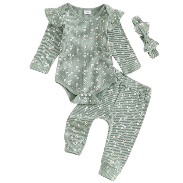 Leah Baby Girl Flutter Set Green