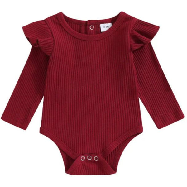 Hara Long Sleeve Romper Red- Little Eedie