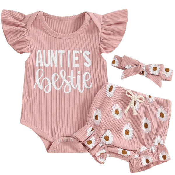 Auntie's Bestie Pink Floral Set