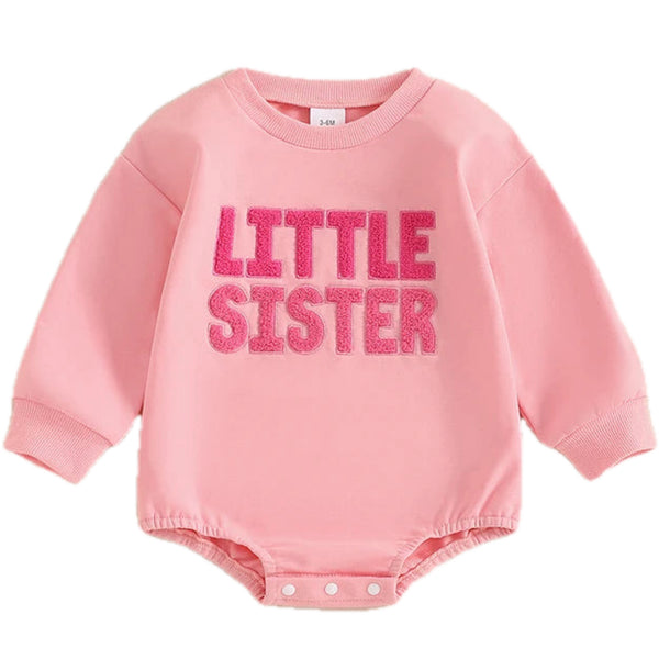 Little Sister Pink Long Sleeve Romper