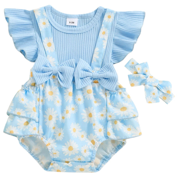 Mia Daisy Romper Blue