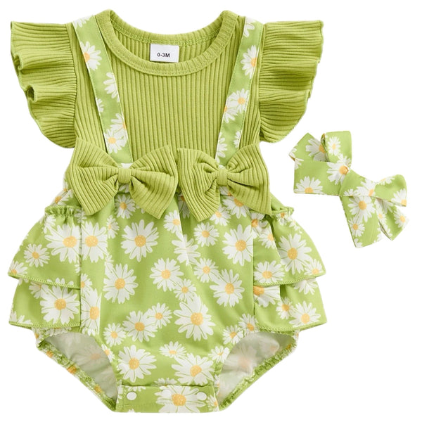 Mia Daisy Romper Green