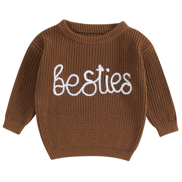 Besties Brown Knit Slouch Jumper