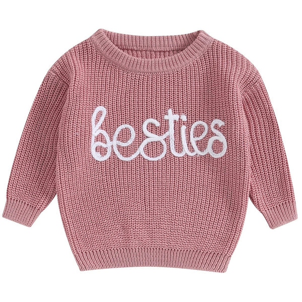 Besties Pink Knit Slouch Jumper