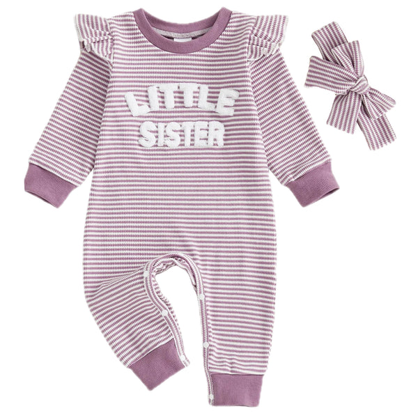 Little Sister Baby Girl Long Sleeve Romper