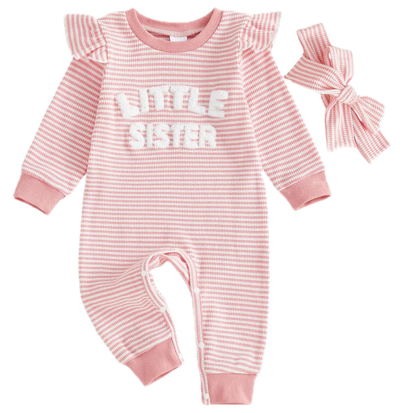 Little Sister Baby Girl Long Sleeve Romper