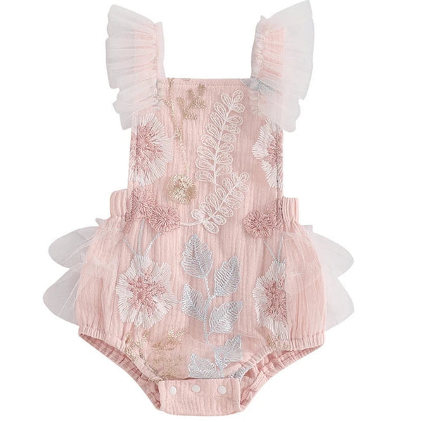Amy Lace Romper Pink