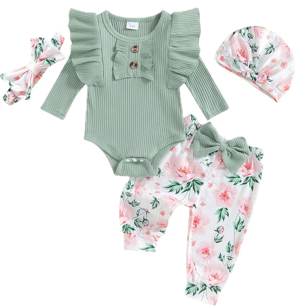 Floral Baby Set Green