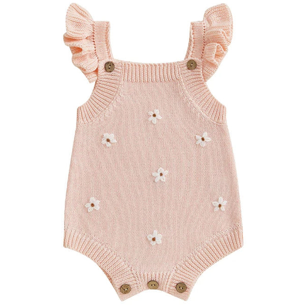 Light Pink Baby Girl Knitted Romper