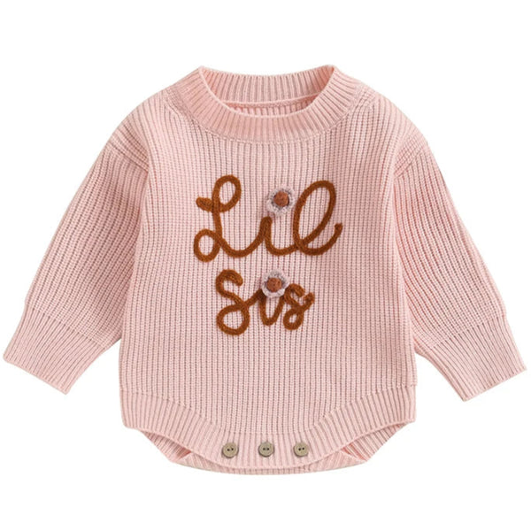Lilttle Sister Knit Romper Pink
