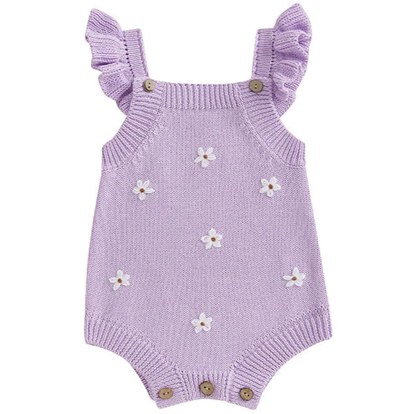 Purple Knit Baby Girl Romper