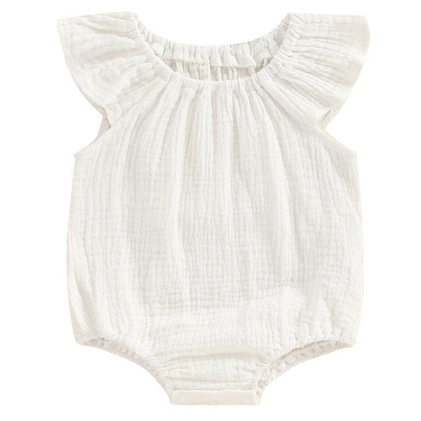 Betty Muslin Baby Girl Romper White