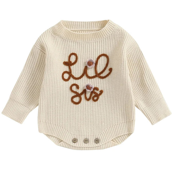 Lilttle Sister Knit Romper Cream
