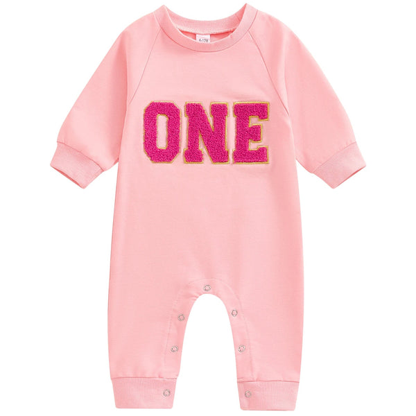 Baby First Birthday Jumpsuit Pink