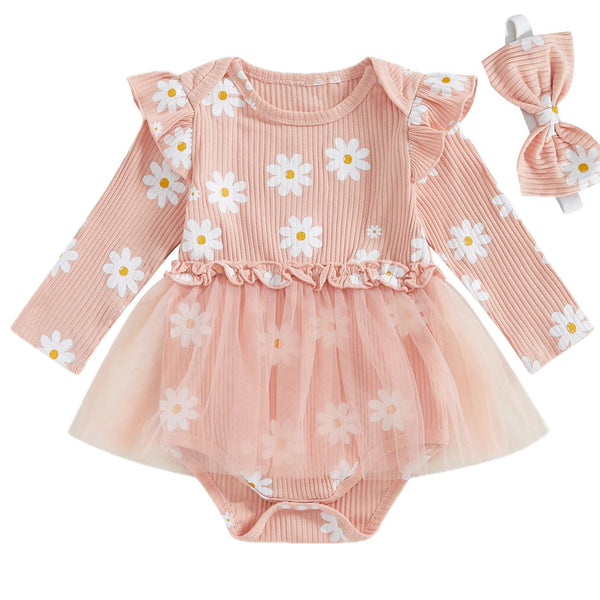 Daisy Flutter Tutu Romper Peach