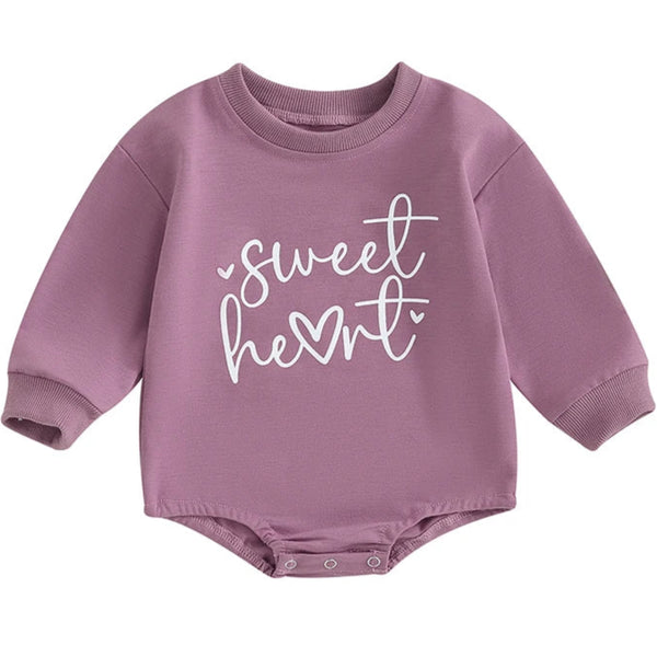 Sweet Heart Baby Girl Long Sleeve Romper Purple