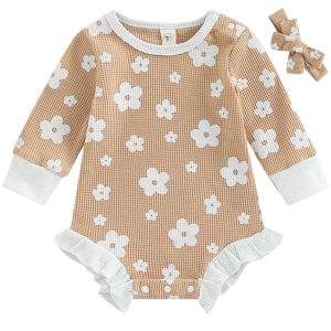 Ruffle Baby Romper Beige