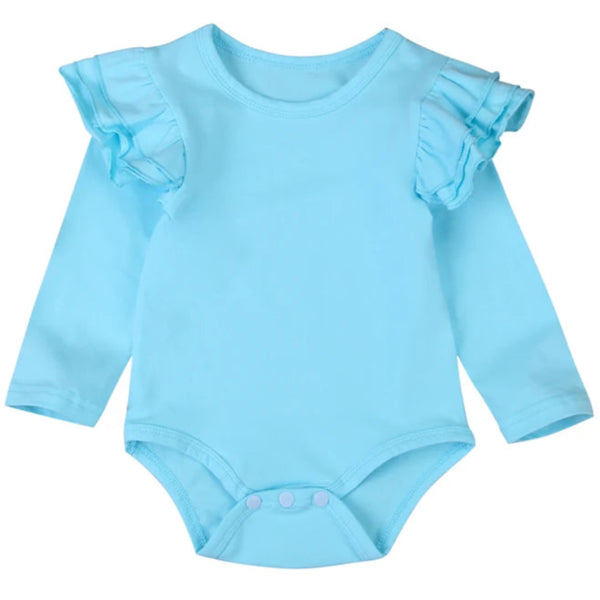 Baby Girl Long Sleeve Flutter Romper Blue