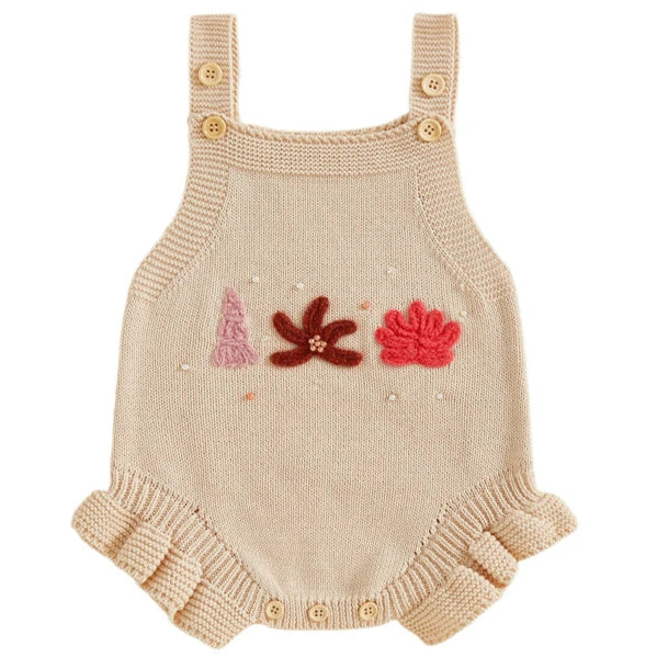 Baby Girl Beach Knit Romper Cream