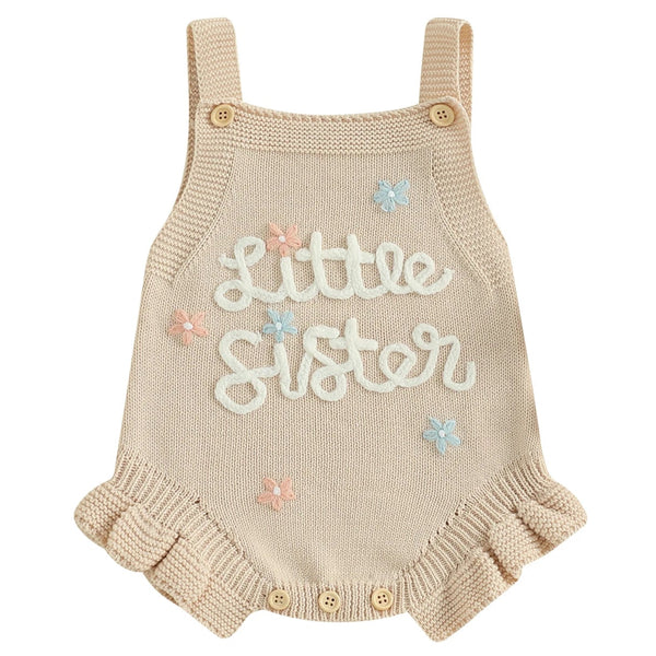 Little Sister Frill Knit Romper Cream