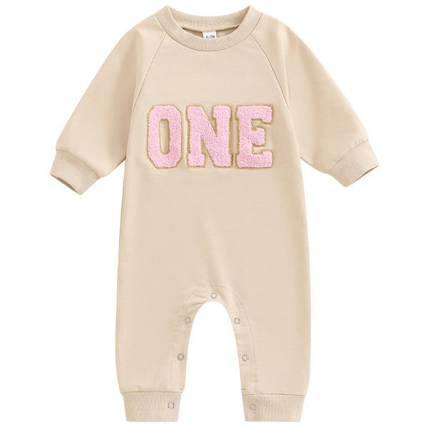 Baby Girl First Birthday Jumpsuit Cream