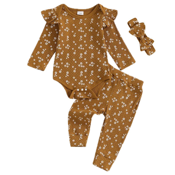 Leah Baby Girl Flutter Set Brown