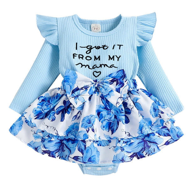 From Mama Romper Set Blue