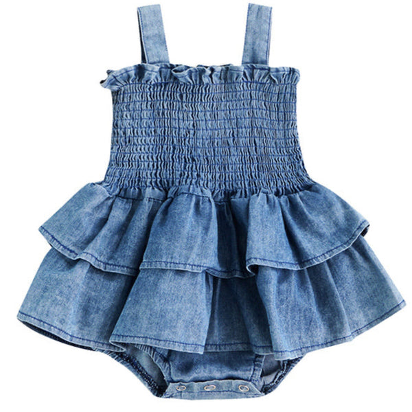 Denim Frill Romper