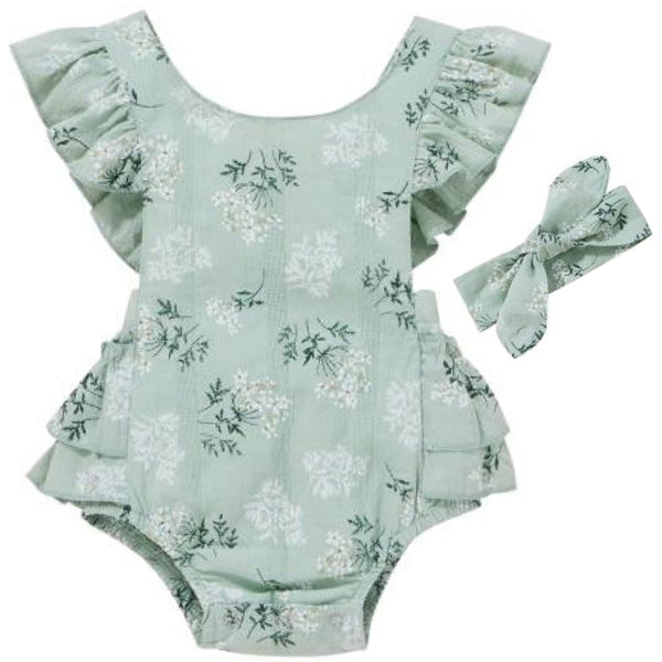 Missy Floral Romper Green