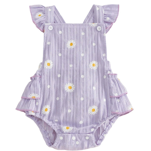 Luna Daisy Frill Baby Romper Lilac