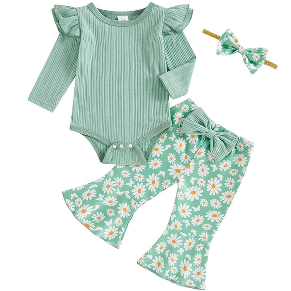 Flutter Romper Daisy Flare Set Green