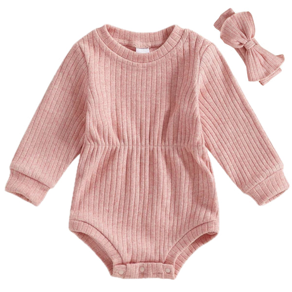 Mali Ribbed Romper Pink | Baby Girl Romper | Little Eedie
