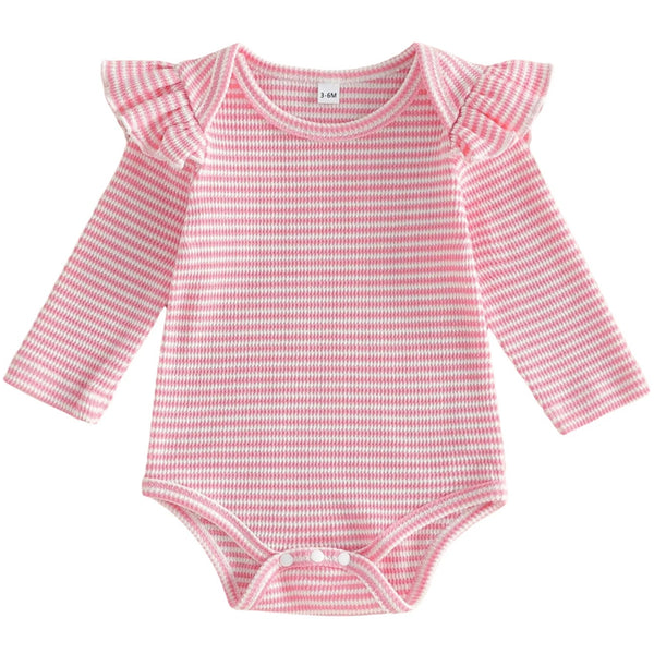 Luna Ribbed Stripe Flutter Bodysuit Baby Girl