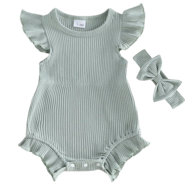 Maddie Flutter Romper Green