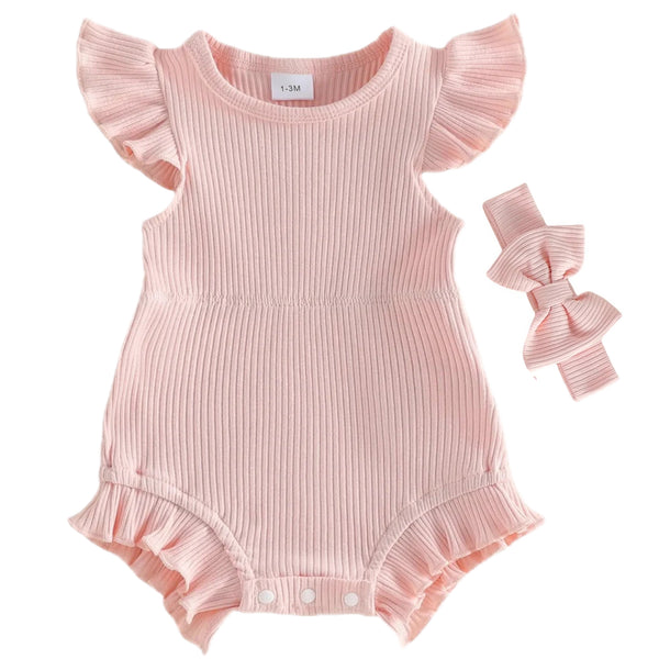 Maddie Flutter Romper Pink