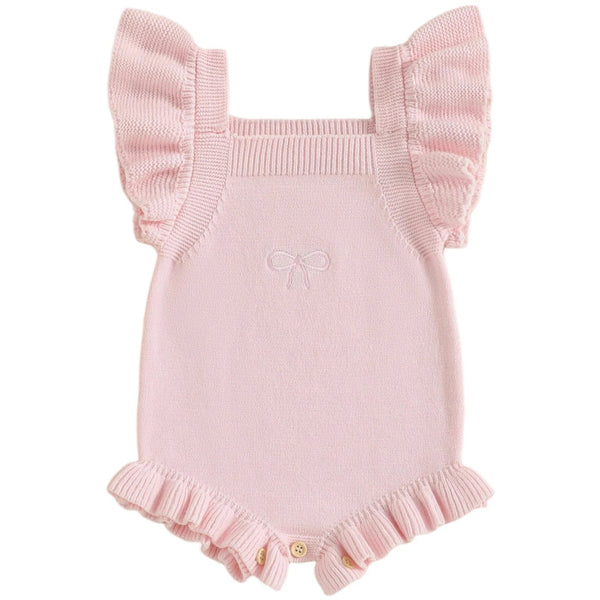 Cleo Ruffle Baby Knit Romper Pink