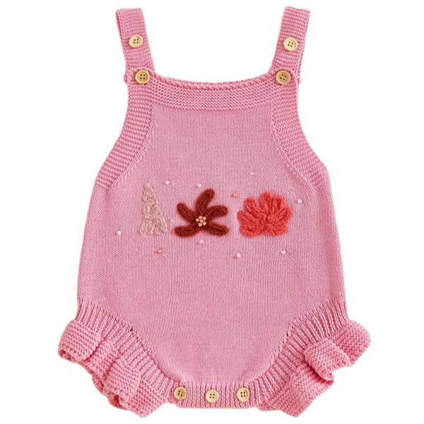 Baby Girl Beach Knit Romper Pink
