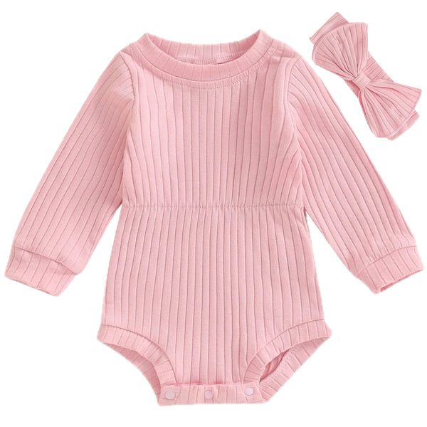 Emma Long Sleeve Baby Girl Romper Pink