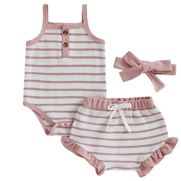 Stripe Baby Girl Ruffle Set Pink