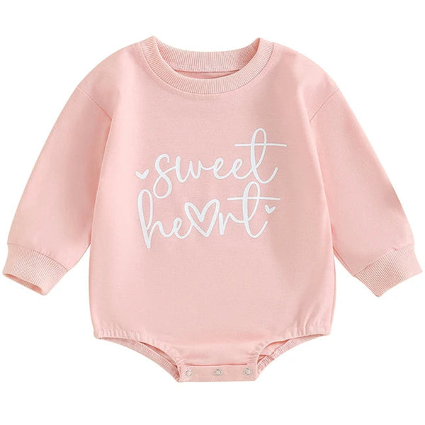 Sweet Heart Baby Girl Long Sleeve Romper Pink