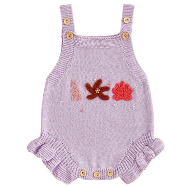 Baby Girl Beach Knit Romper Purple