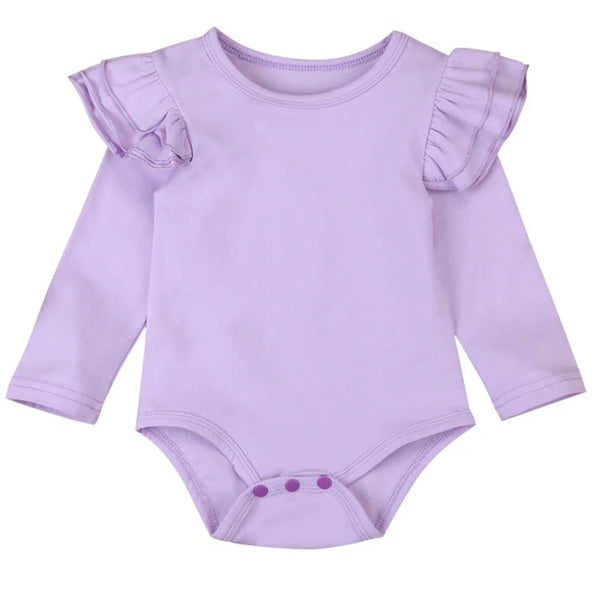 Baby Girl Long Sleeve Flutter Romper Purple