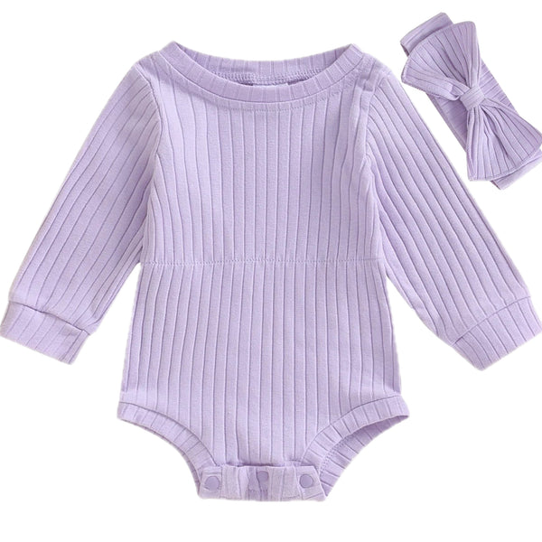 Emma Long Sleeve Baby Girl Romper Purple