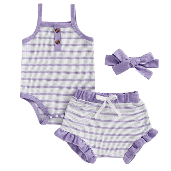 Stripe Baby Girl Ruffle Set Purple