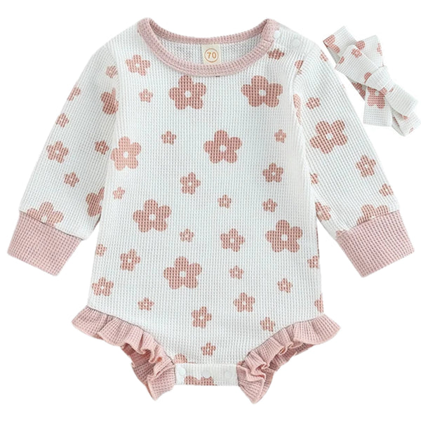 Ruffle Baby Romper White
