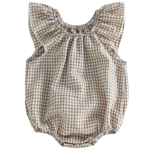 Willow Gingham Flutter Romper Baby Girl